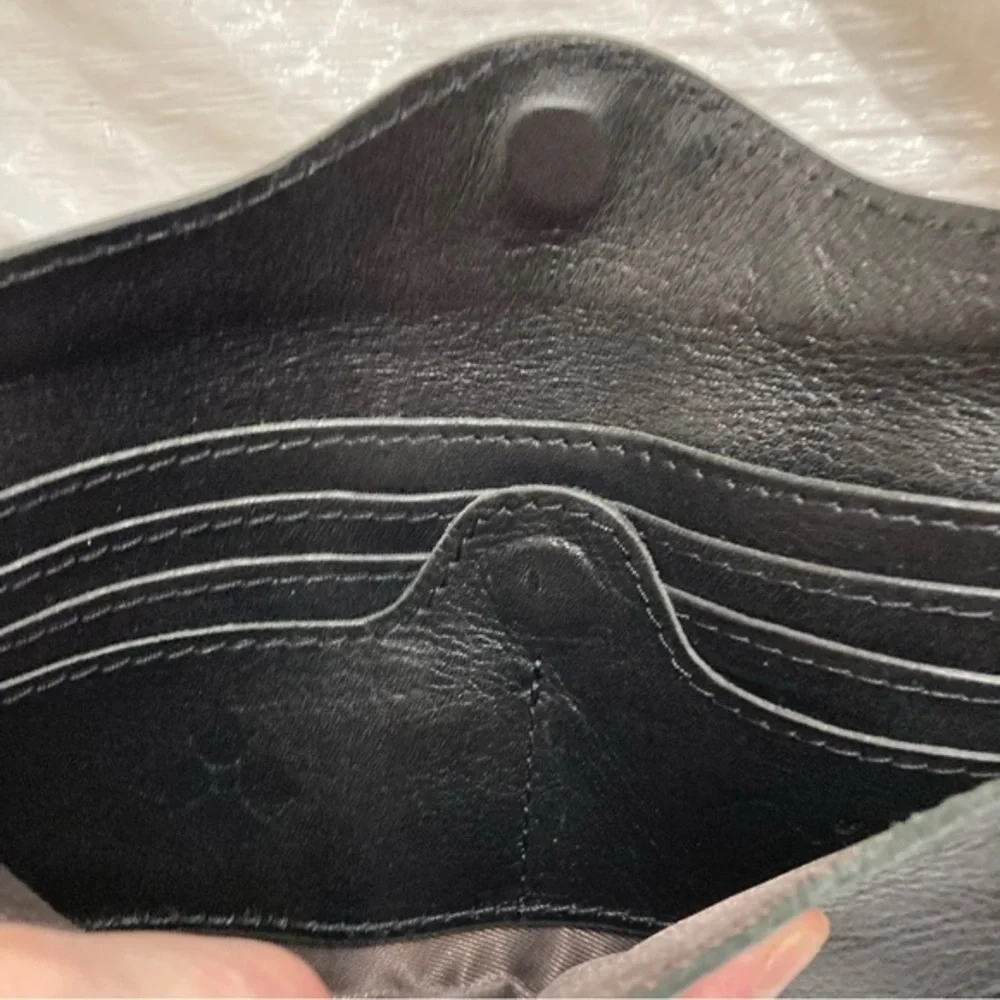 Patricia bash black leather wristlet clutch bag